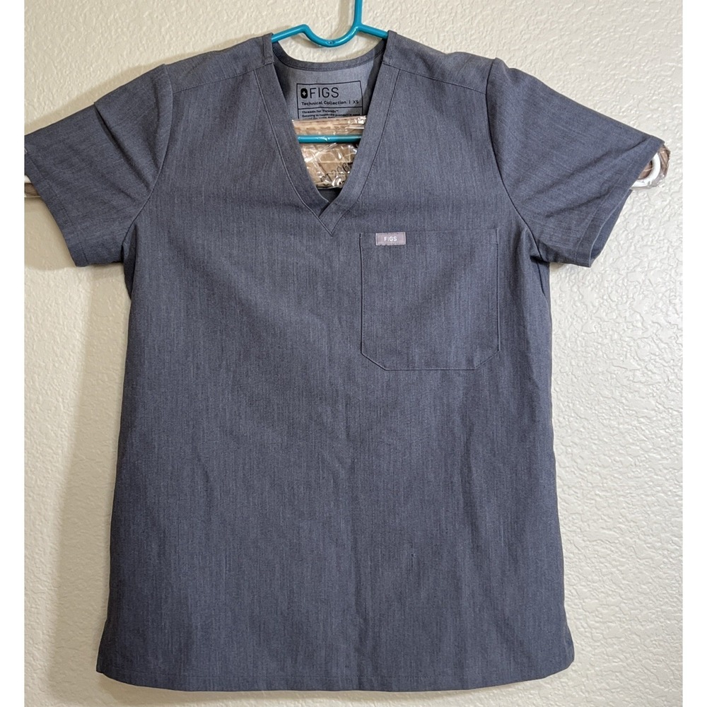 Figs Women's Technical Collection One-Pocket Scrub Top Gray Size XS